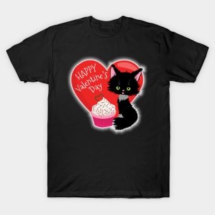 Happy Valentine's Day Cute Cat Heart Cupcake T-Shirt